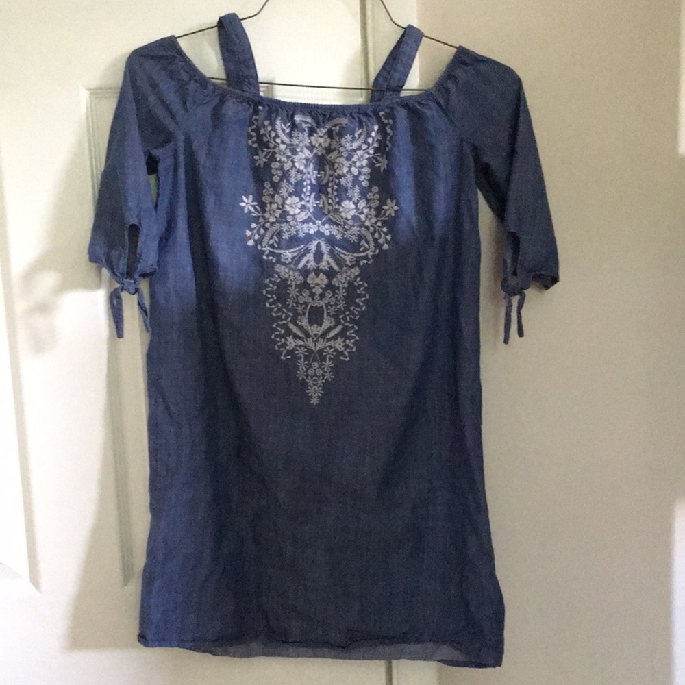 Art Class embroidered denim dress